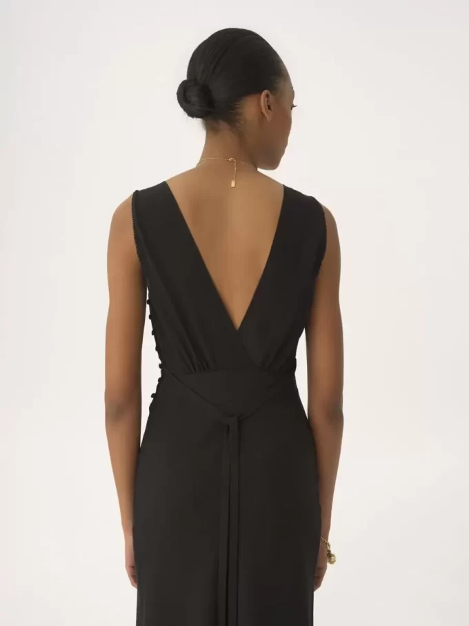 Sleeveless column dress in silk jacquard & lace