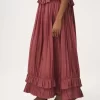 Sleeveless long dress in washed silk pongé