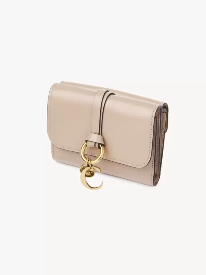 Small Alphabet tri-fold in shiny leather