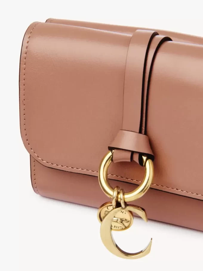 Small Alphabet tri-fold in shiny leather