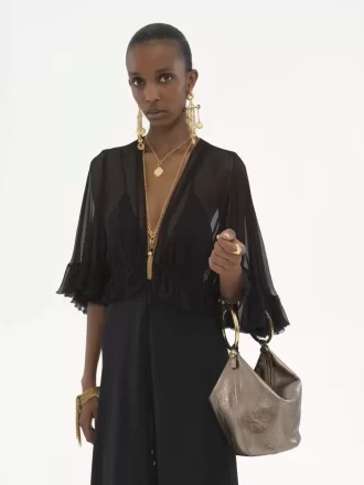 Small Bracelet handbag in metallized leather