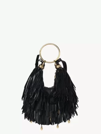 Small Bracelet Hobo bag in fringed leather