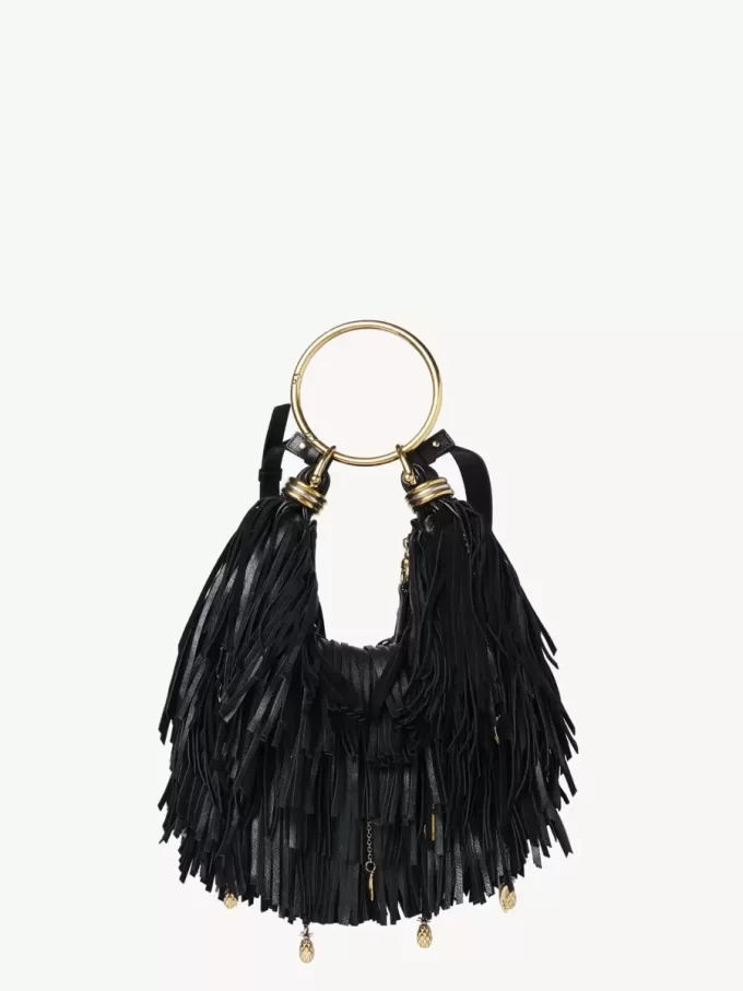 Small Bracelet Hobo bag in fringed leather