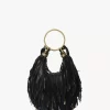 Small Bracelet Hobo bag in fringed leather