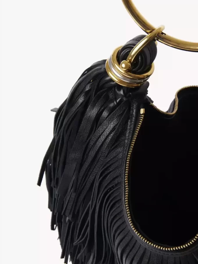 Small Bracelet Hobo bag in fringed leather