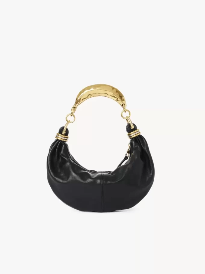 Small Bracelet hobo Bag in grained leather