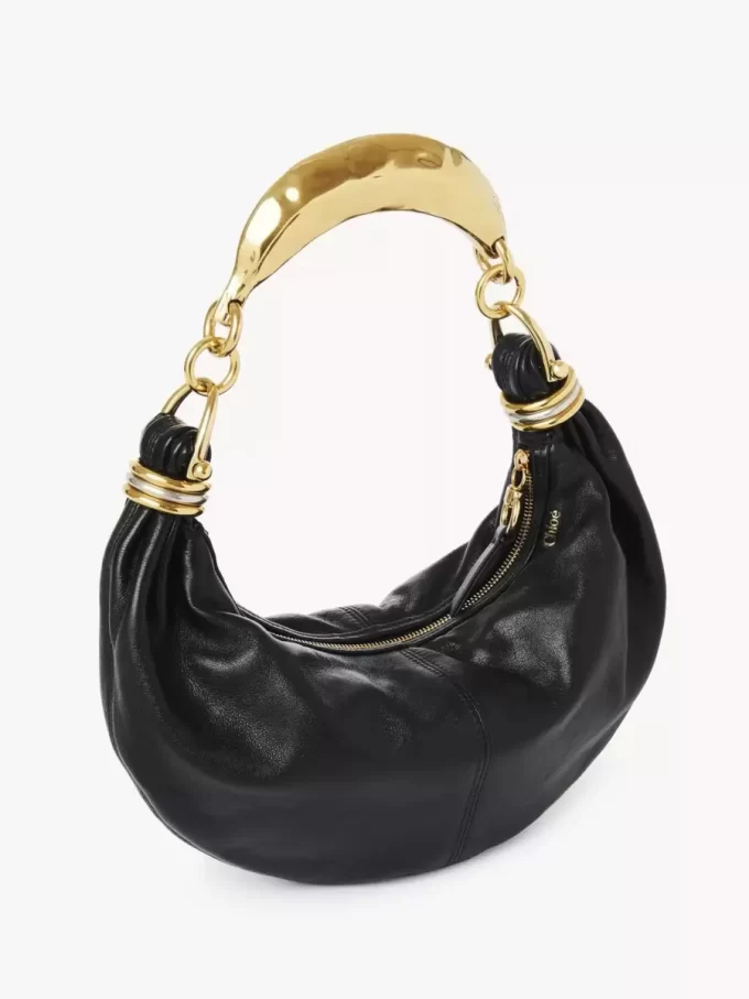 Small Bracelet hobo Bag in grained leather
