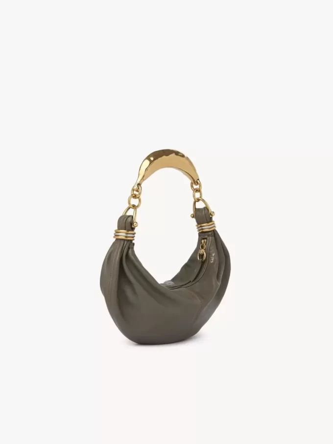 Small Bracelet hobo Bag in grained leather