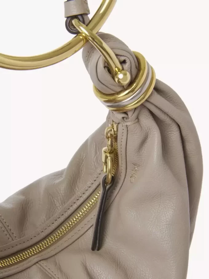 Small Bracelet hobo bag in grained leather