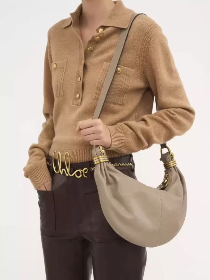 Small Bracelet hobo bag in grained leather