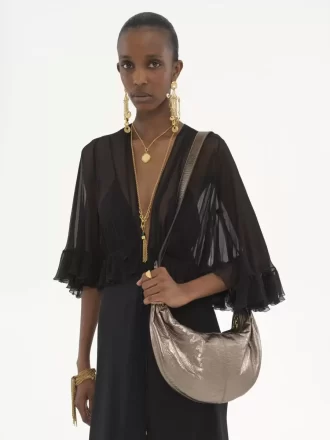 Small Bracelet Hobo bag in metallized leather