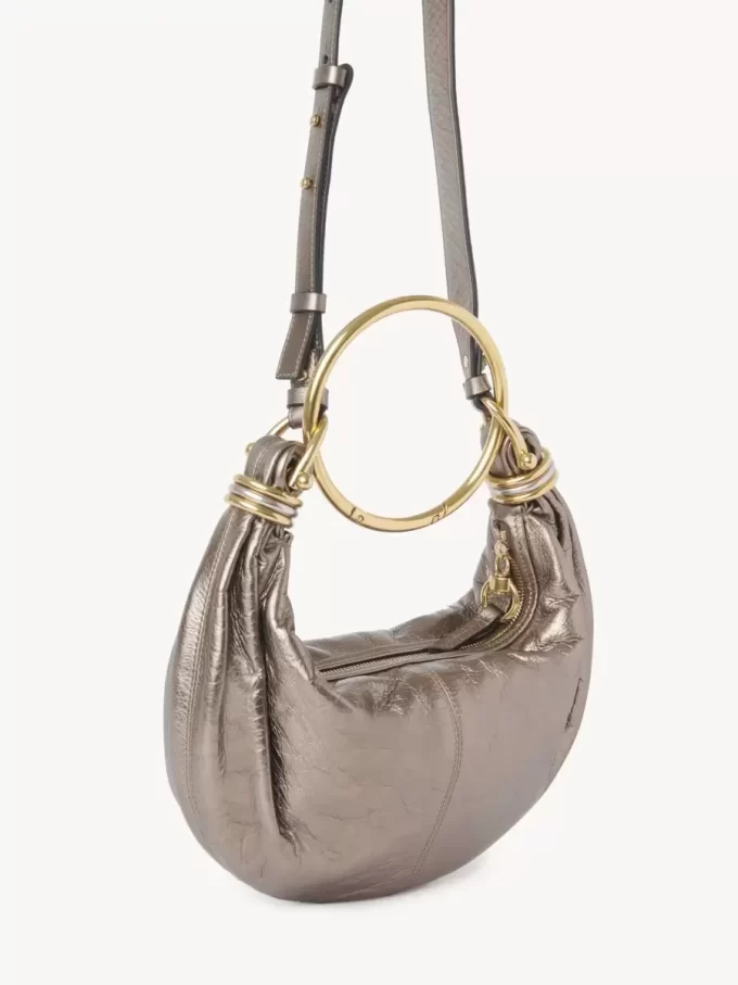 Small Bracelet Hobo bag in metallized leather