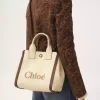 Small Chloé Carry tote bag in raffia-effect fibers