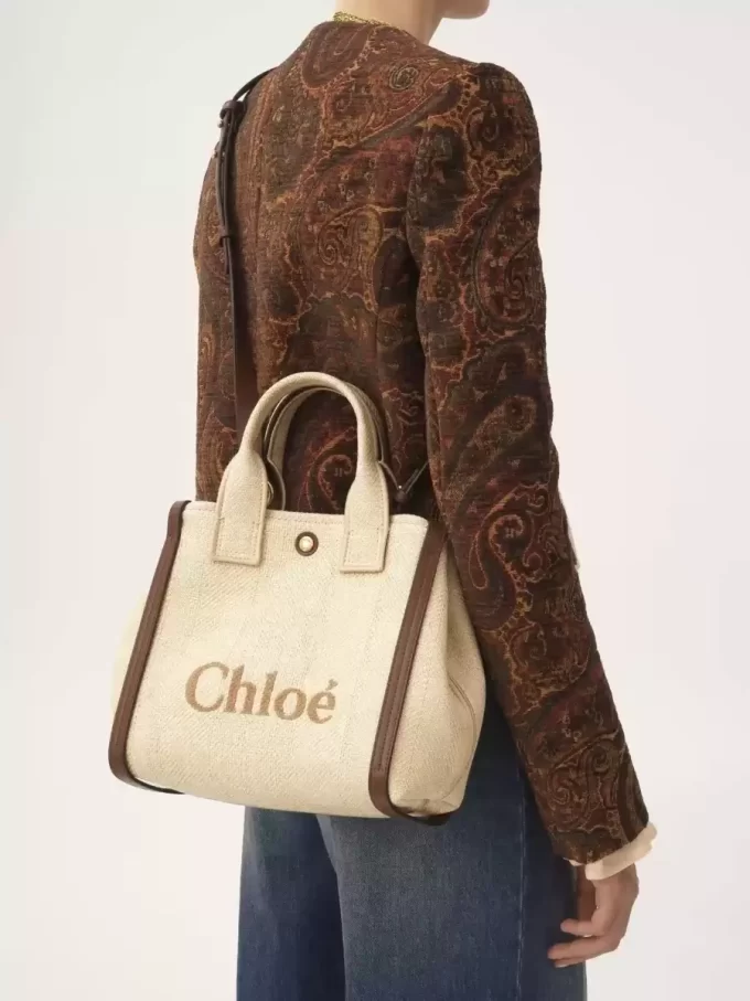 Small Chloé Carry tote bag in raffia-effect fibers
