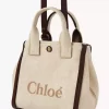 Small Chloé Carry tote bag in raffia-effect fibers