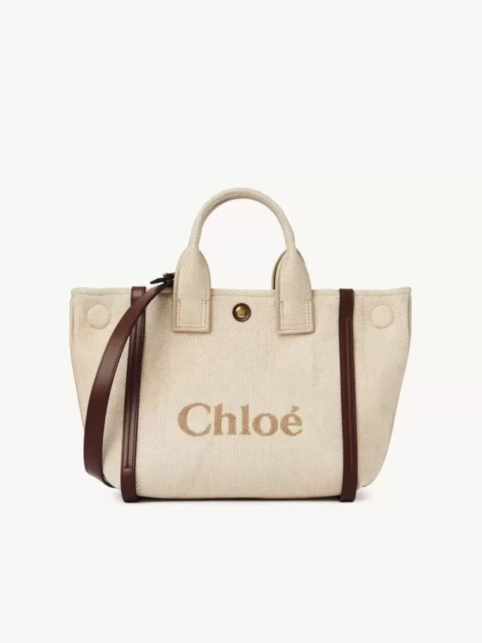 Small Chloé Carry tote bag in raffia-effect fibers