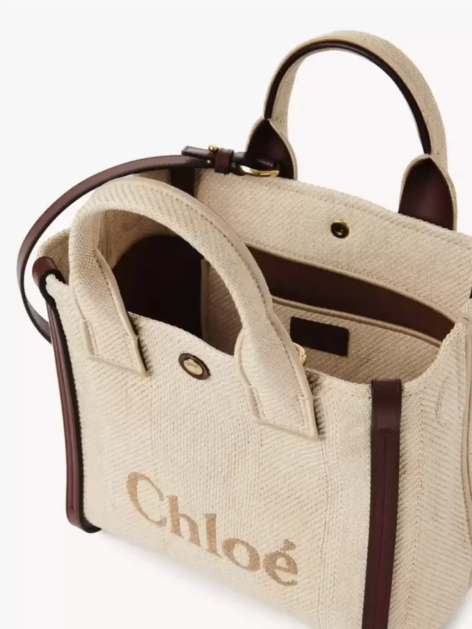 Small Chloé Carry tote bag in raffia-effect fibers