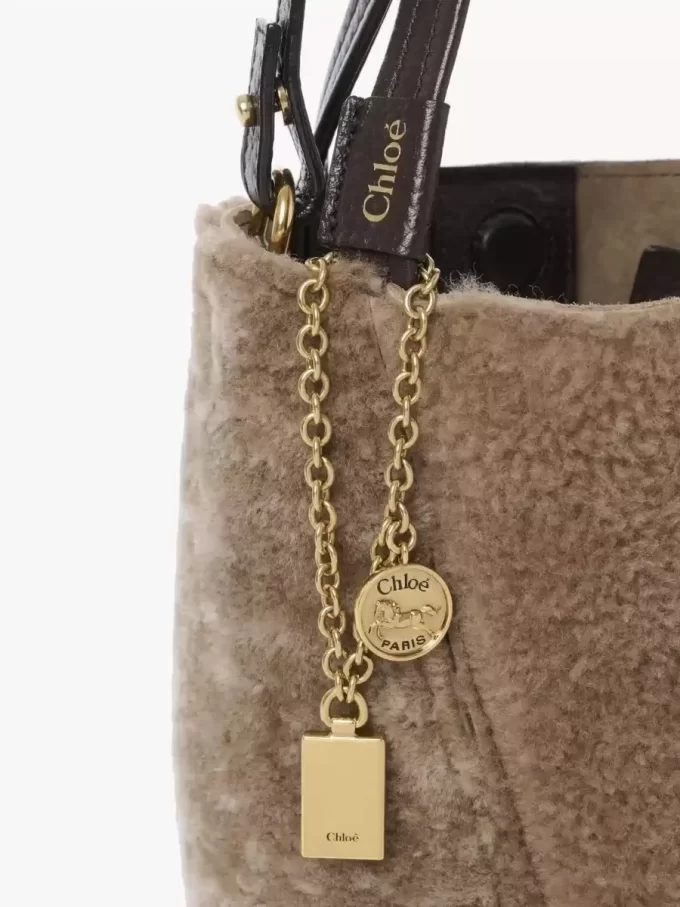 Small Chloé Spin tote bag in shearling