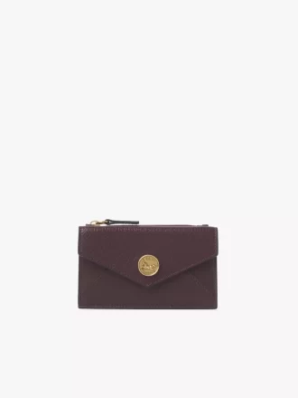 Small Envelope purse with card slots in grained leather