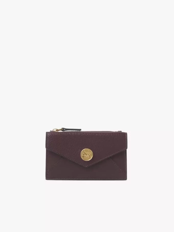 Small Envelope purse with card slots in grained leather