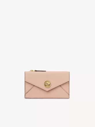 Small Envelope purse with card slots in grained leather