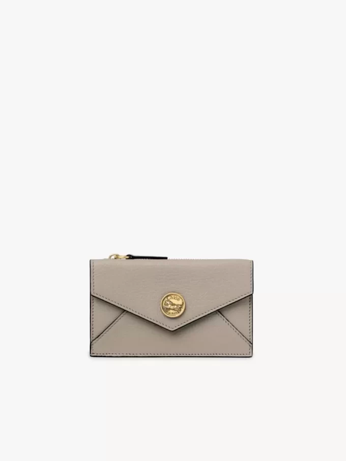 Small Envelope purse with card slots in grained leather