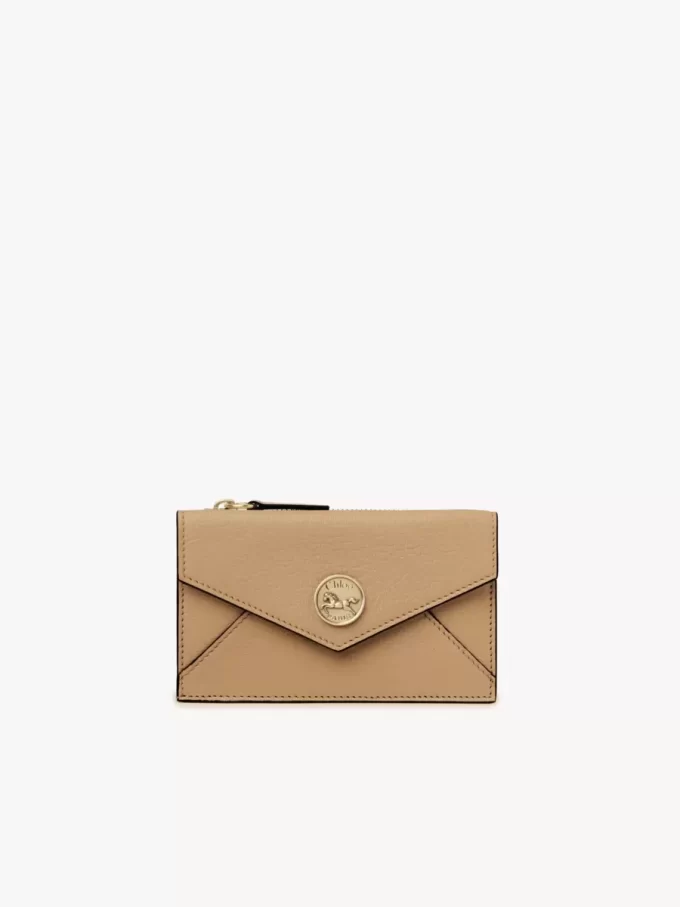 Small Envelope purse with card slots in grained leather