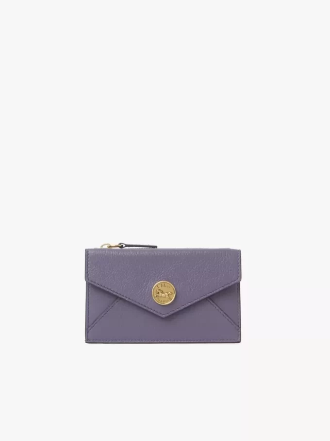 Small Envelope purse with card slots in grained leather