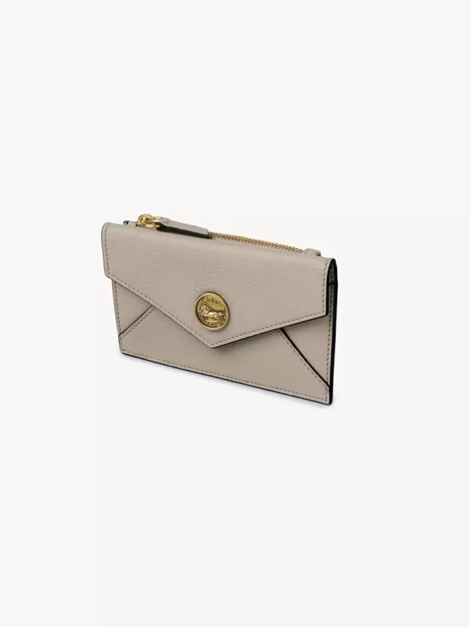 Small Envelope purse with card slots in grained leather