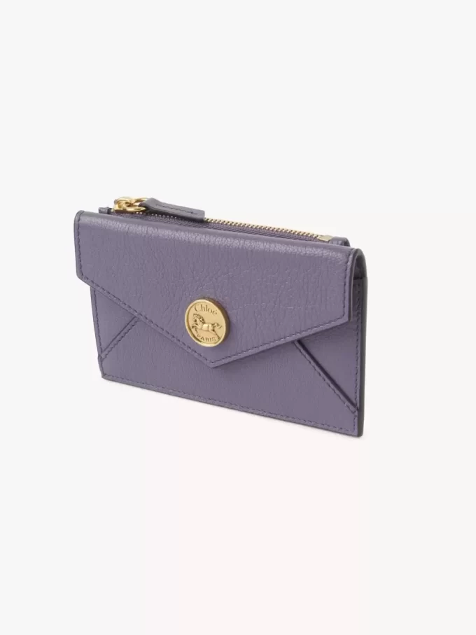 Small Envelope purse with card slots in grained leather
