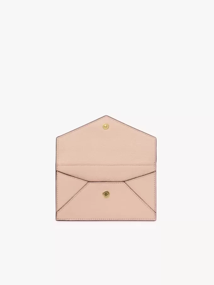 Small Envelope purse with card slots in grained leather