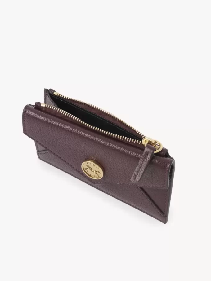 Small Envelope purse with card slots in grained leather