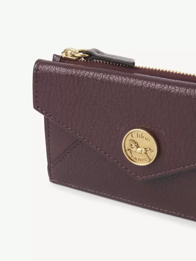 Small Envelope purse with card slots in grained leather
