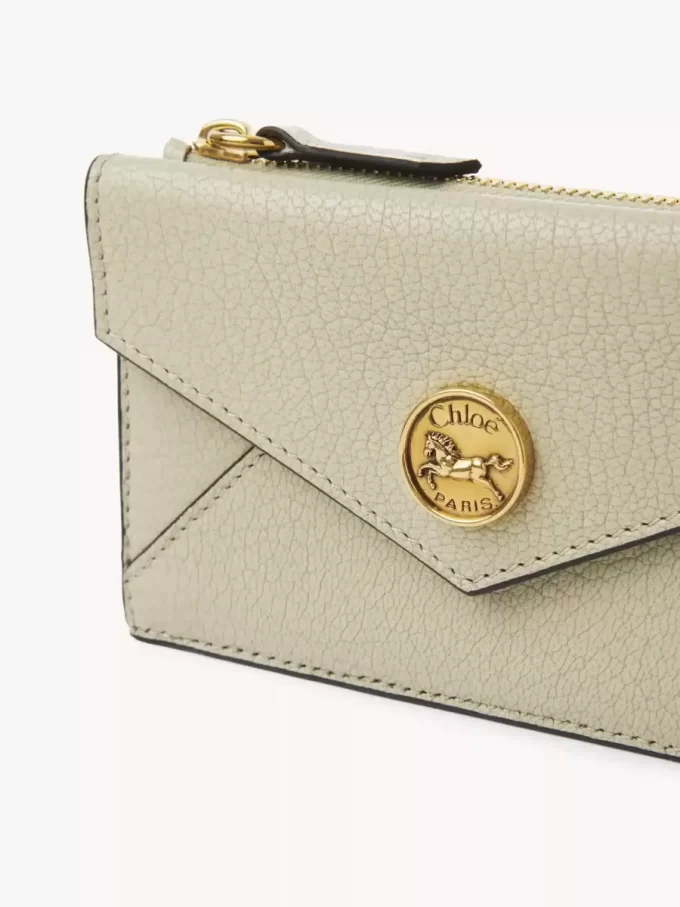 Small Envelope purse with card slots in grained leather