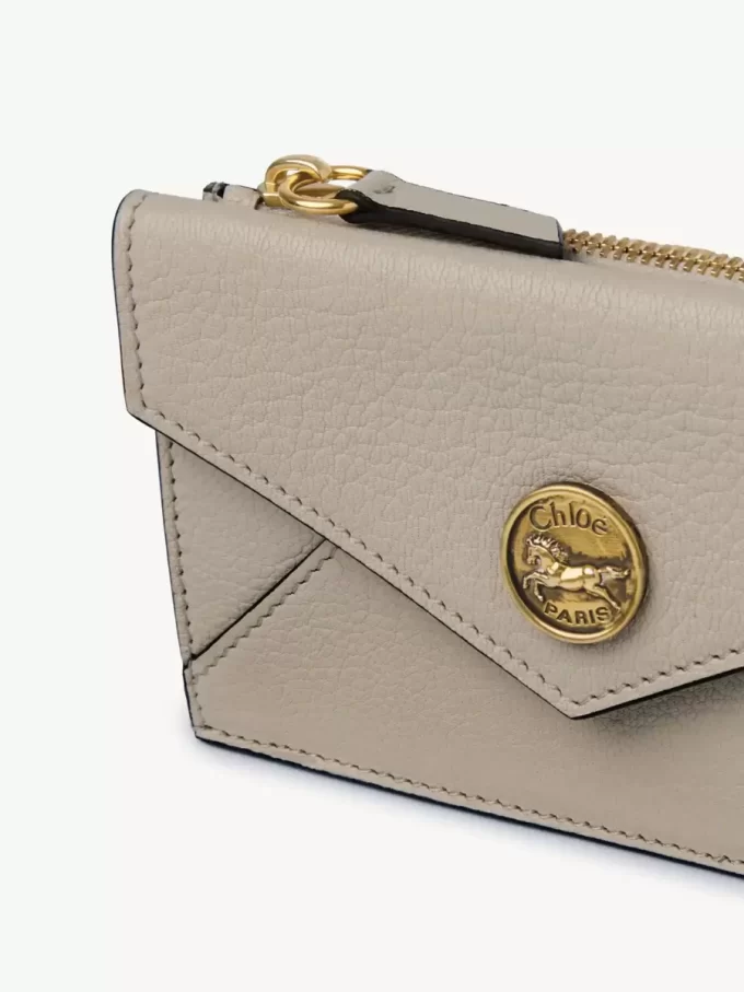 Small Envelope purse with card slots in grained leather