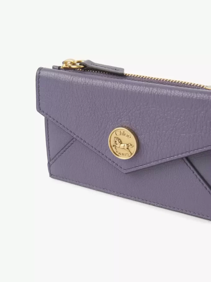 Small Envelope purse with card slots in grained leather