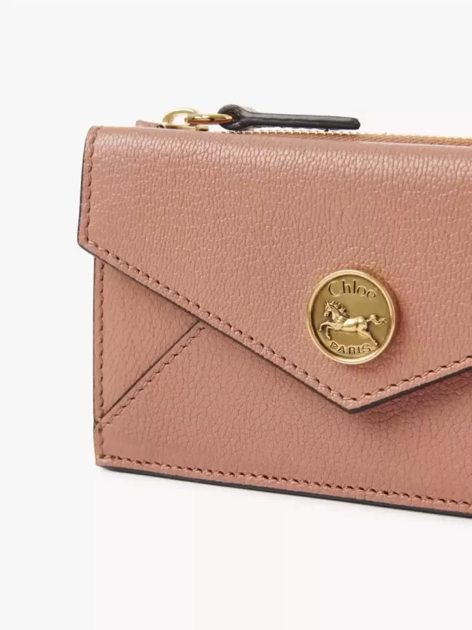 Small Envelope purse with card slots in grained leather