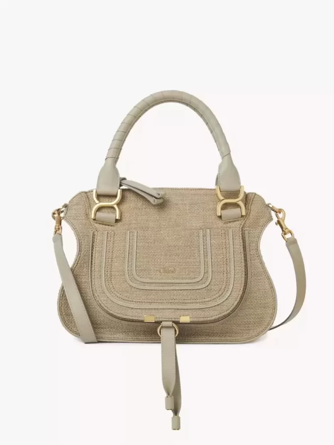 Small Marcie bag in raffia-effect fibers