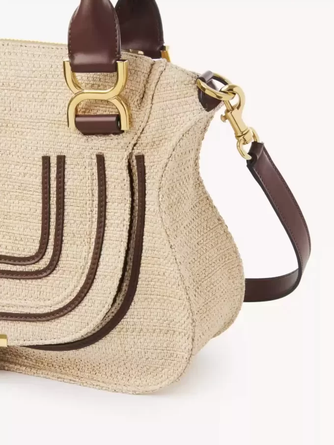 Small Marcie bag in raffia-effect fibers