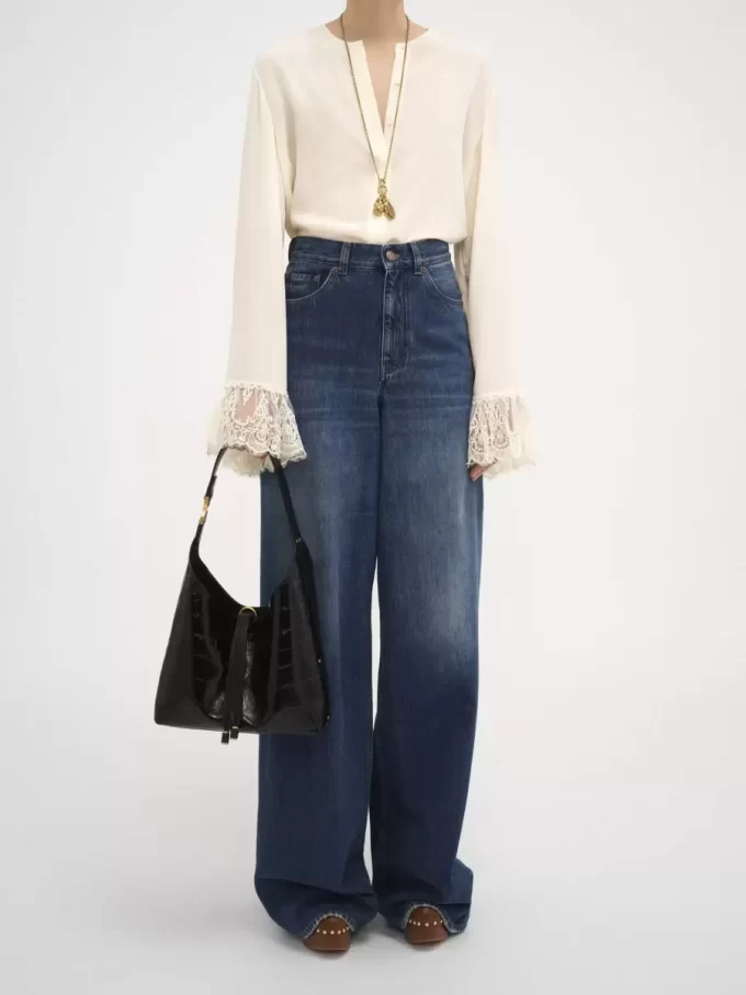 Small Marcie hobo bag in croco-effect leather