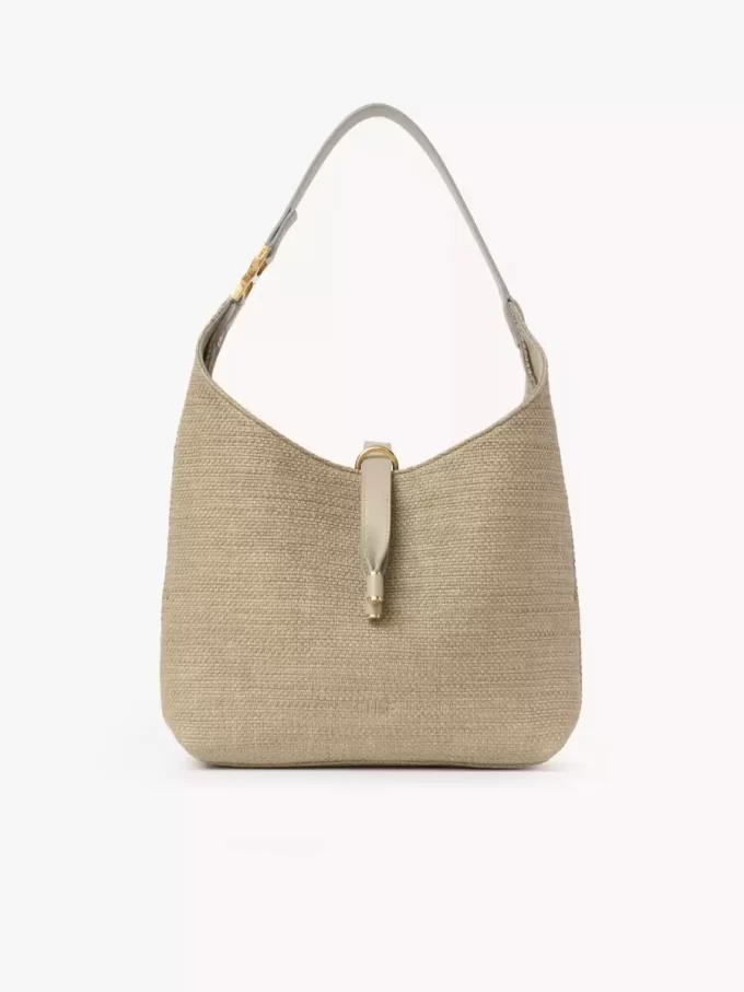 Small Marcie hobo bag in raffia-effect fibers