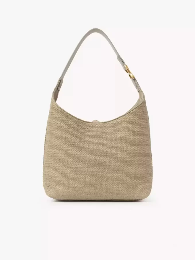 Small Marcie hobo bag in raffia-effect fibers