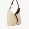Small Marcie hobo bag in raffia-effect fibers