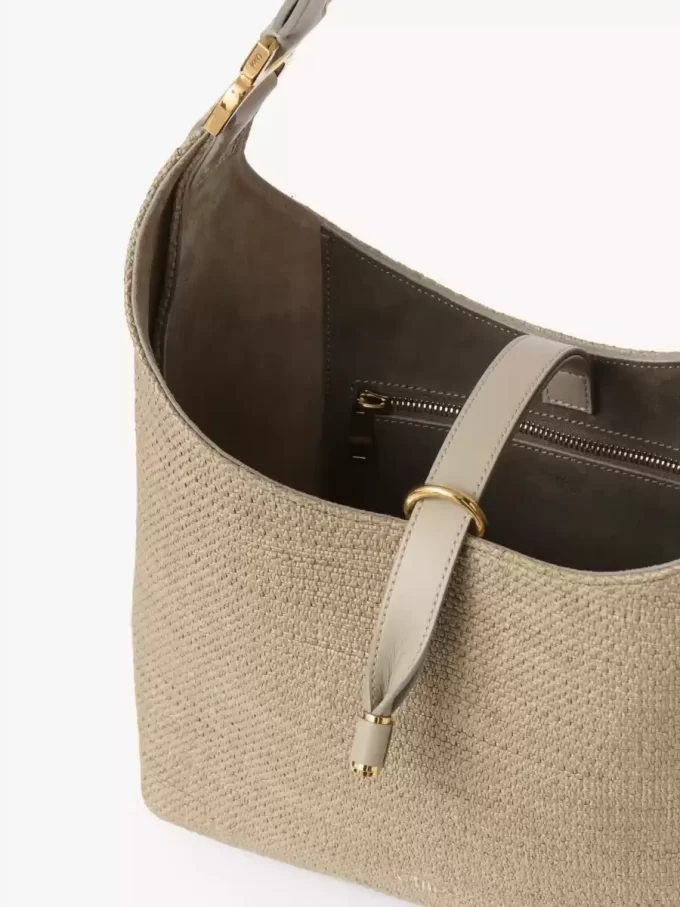 Small Marcie hobo bag in raffia-effect fibers