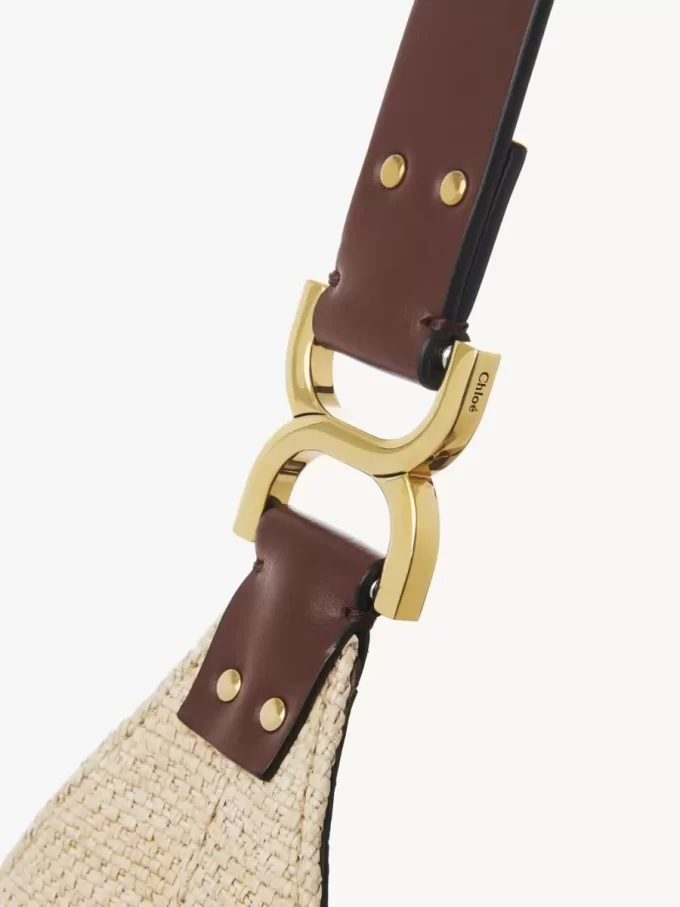 Small Marcie hobo bag in raffia-effect fibers