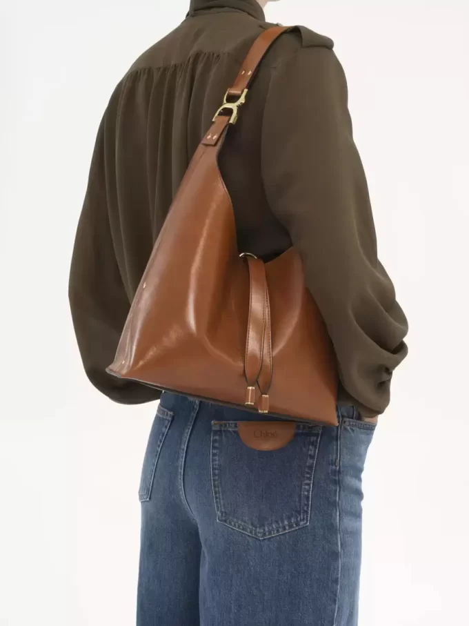 Small Marcie hobo bag in shiny leather