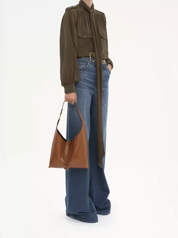 Small Marcie hobo bag in shiny leather