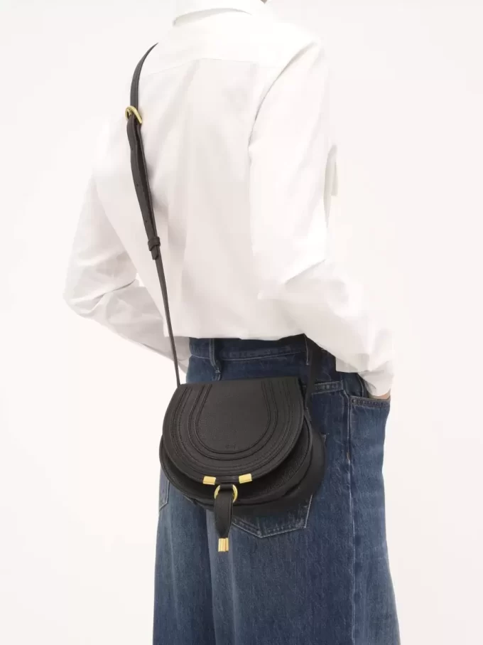 Small Marcie saddle bag in grained leather