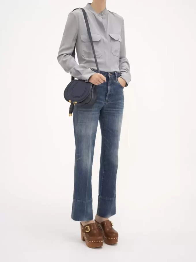 Small Marcie saddle bag in grained leather