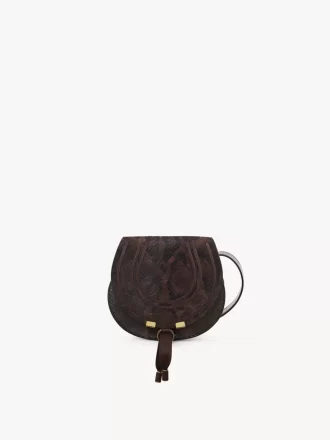 Small Marcie saddle bag in python-effect leather